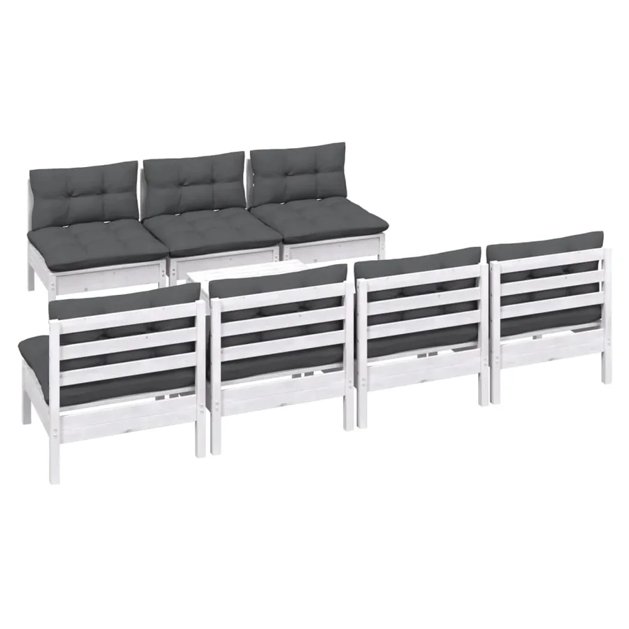 Salon de jardin 8 pcs avec coussins anthracite Bois de pin - 3