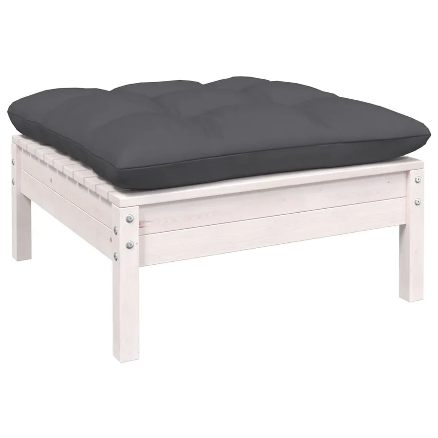 Salon de jardin 8 pcs avec coussins blanc bois de pin - 6