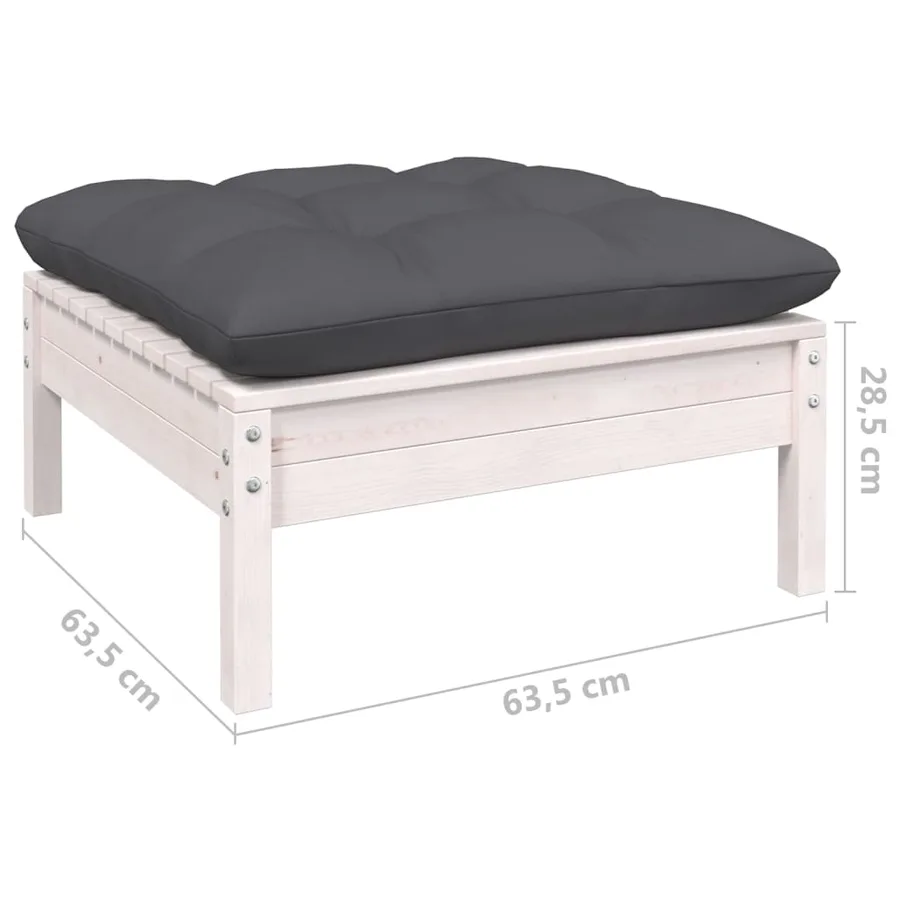 Salon de jardin 8 pcs avec coussins blanc bois de pin - 9