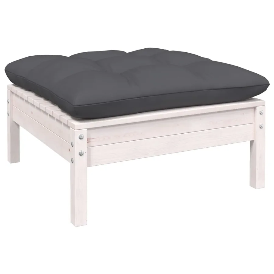 Salon de jardin 6 pcs avec coussins blanc bois de pin - 6
