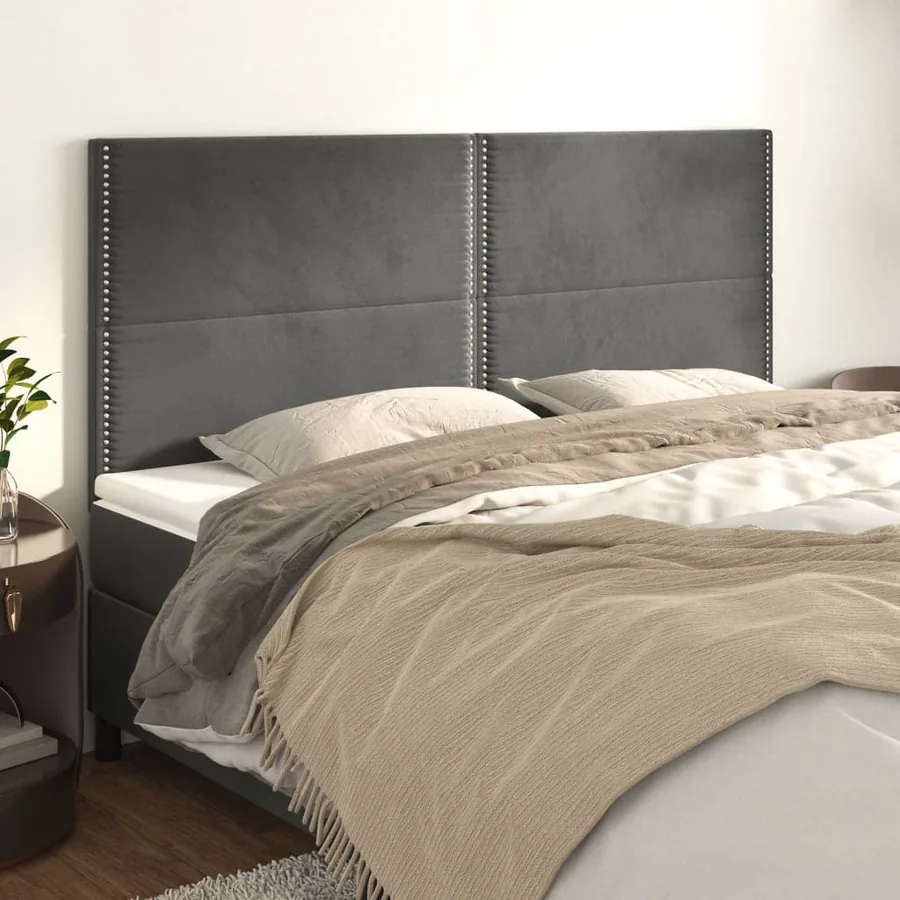 Tête de lit Gris foncé 200 x 5 x 118/128 cm Velours