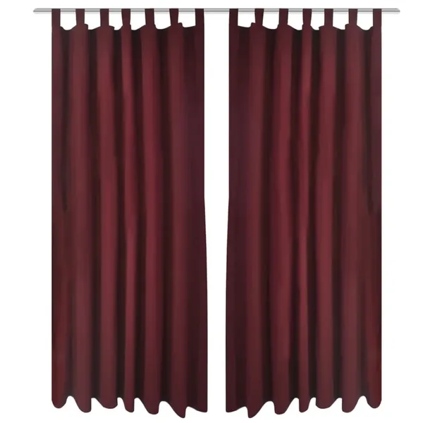2 pcs Rideau à Passant Micro Satin Bordeaux 140 x 225 cm
