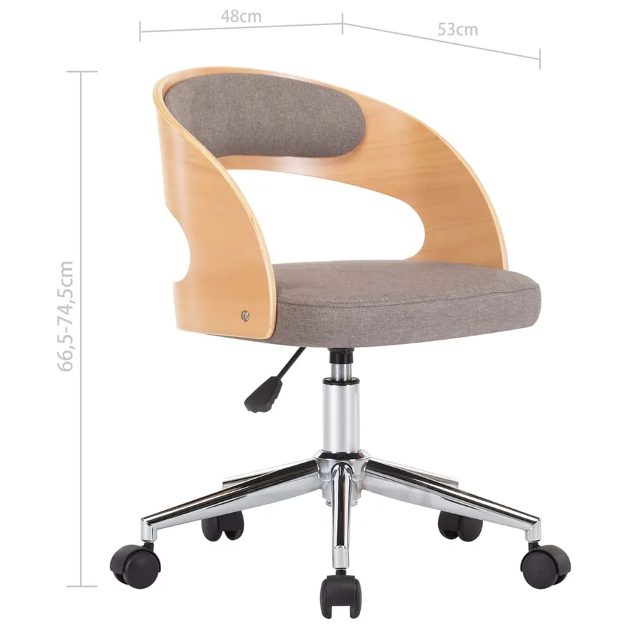 Chaise pivotante à manger Taupe Bois courbé et tissu - 9