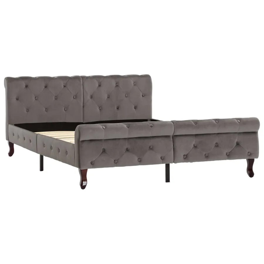 Cadre de lit sans matelas gris velours 140x200 cm - 2