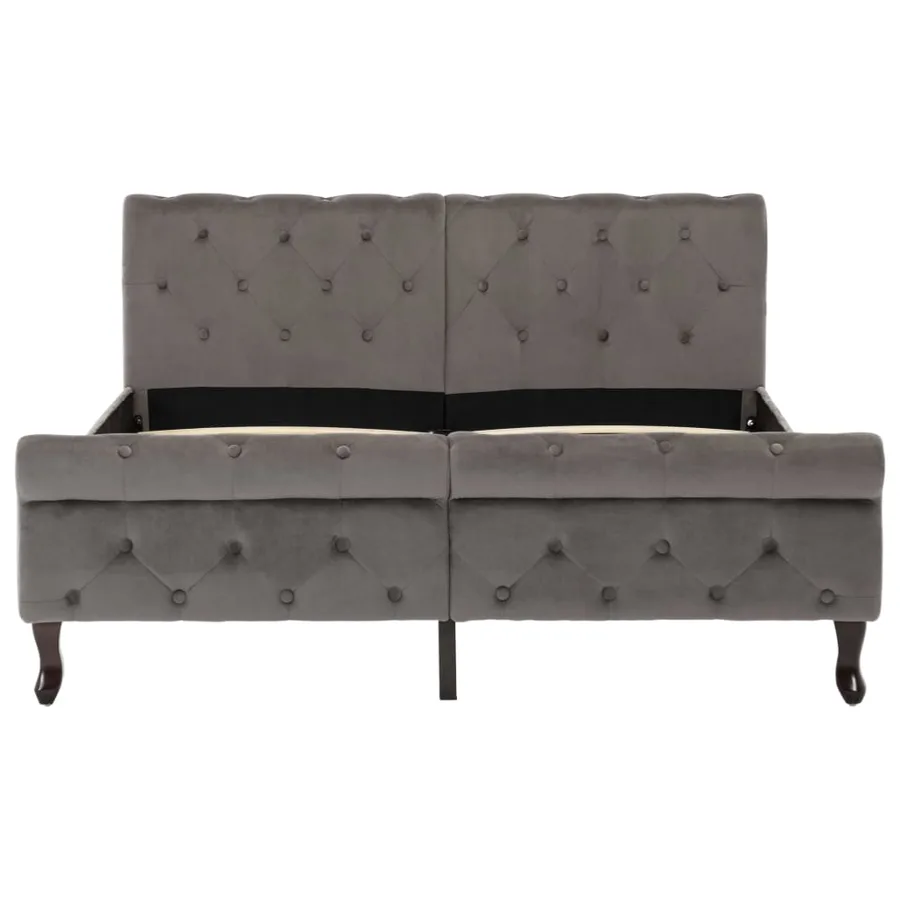 Cadre de lit sans matelas gris velours 140x200 cm - 3