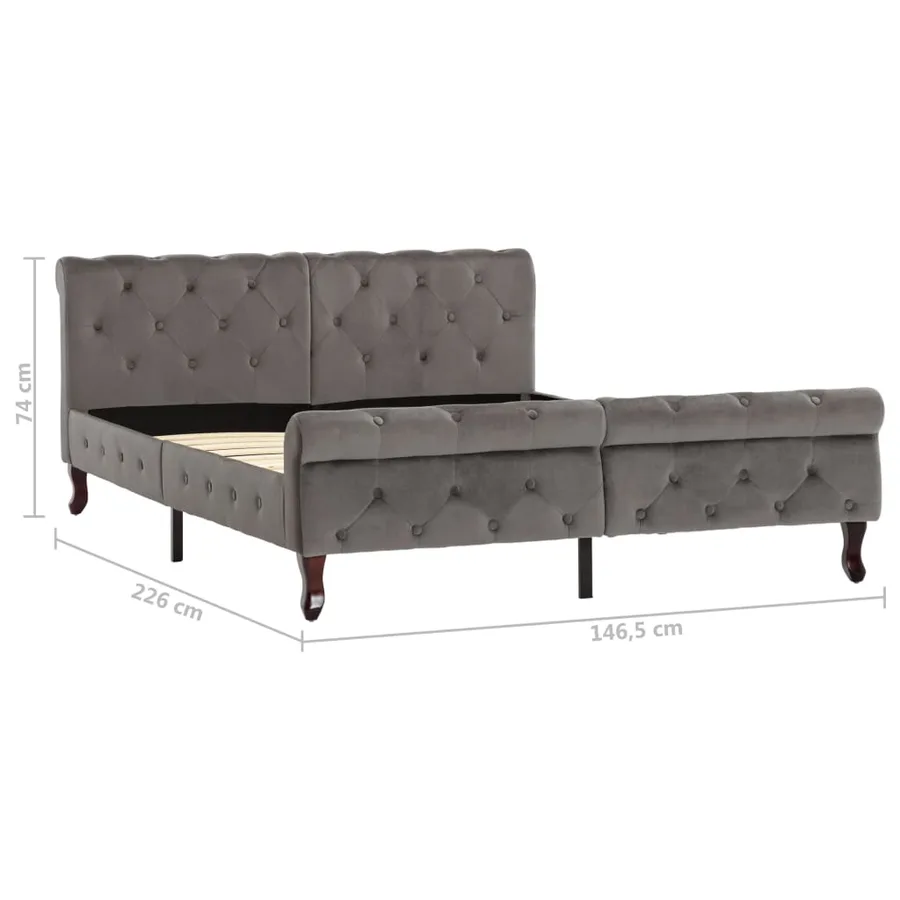 Cadre de lit sans matelas gris velours 140x200 cm - 7