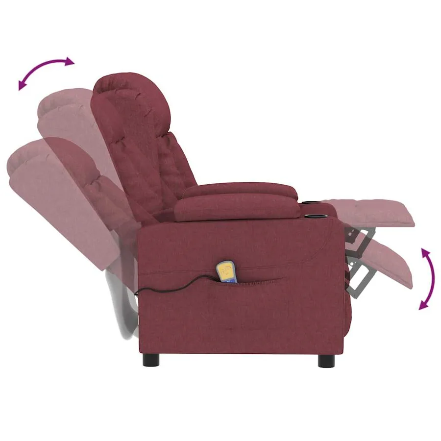 Fauteuil de massage Rouge bordeaux Tissu - 6