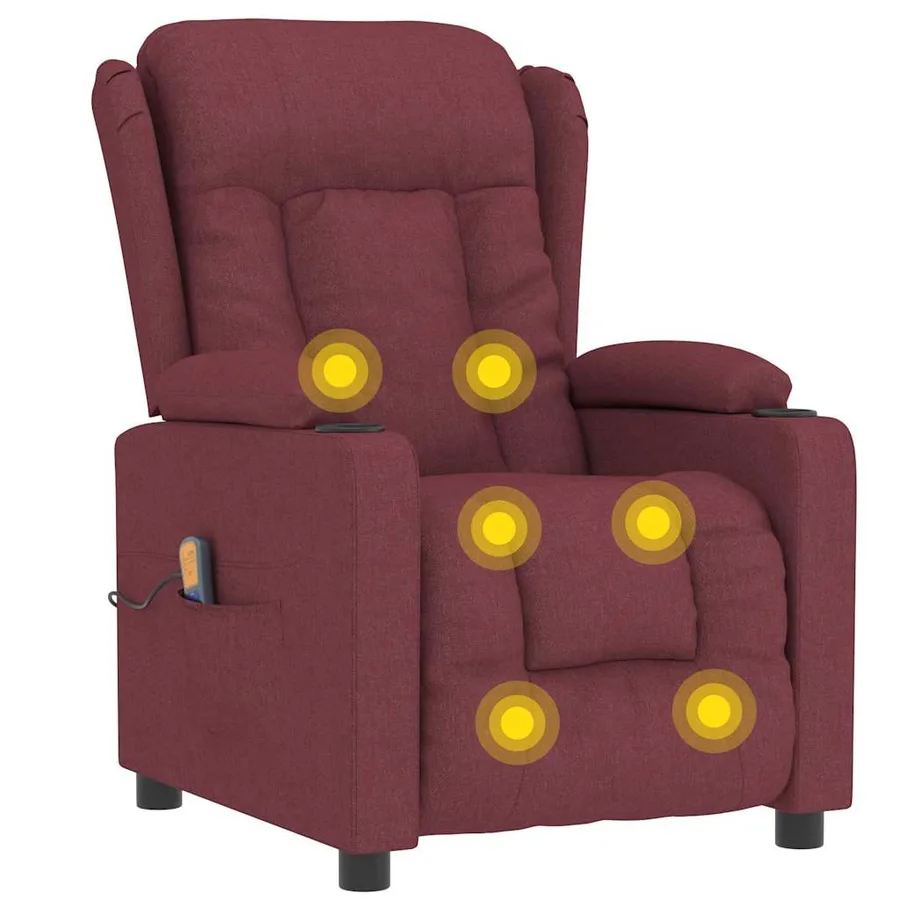 Fauteuil de massage Rouge bordeaux Tissu - 7