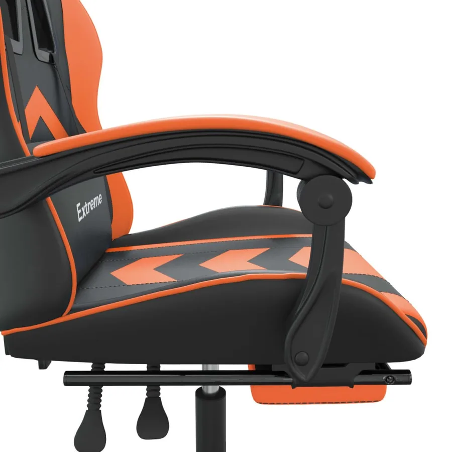 Chaise de jeu avec repose-pied Noir et orange Similicuir - 10
