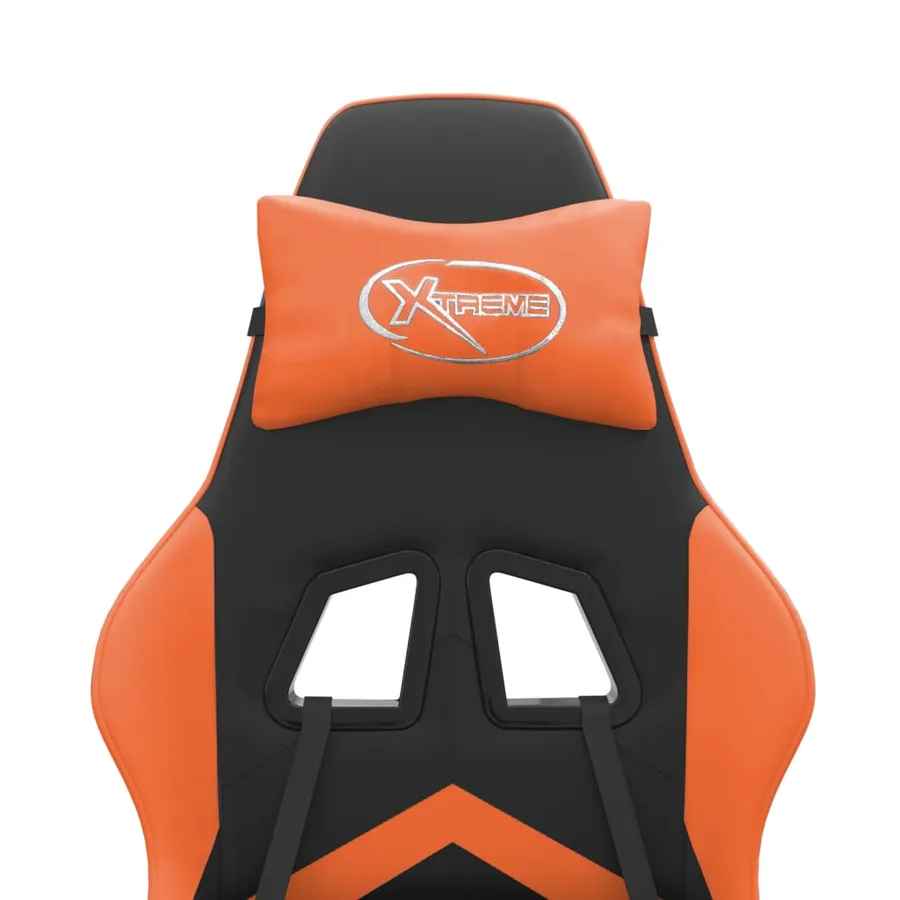 Chaise de jeu avec repose-pied Noir et orange Similicuir - 11