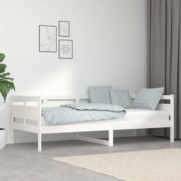 Lit de jour sans matelas blanc bois de pin massif 90x200 cm