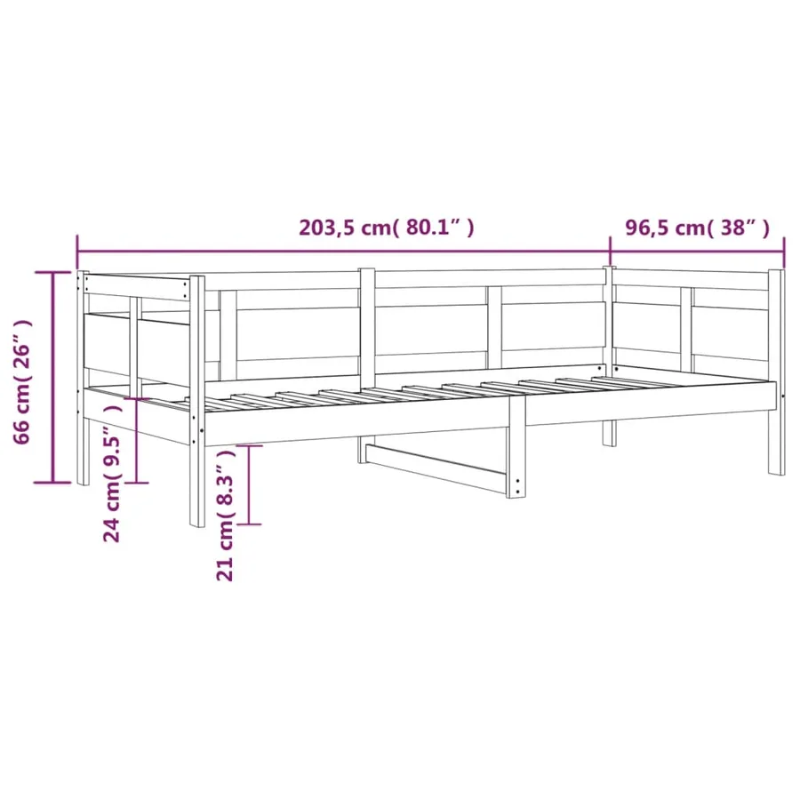 Lit de jour sans matelas blanc bois de pin massif 90x200 cm - 11