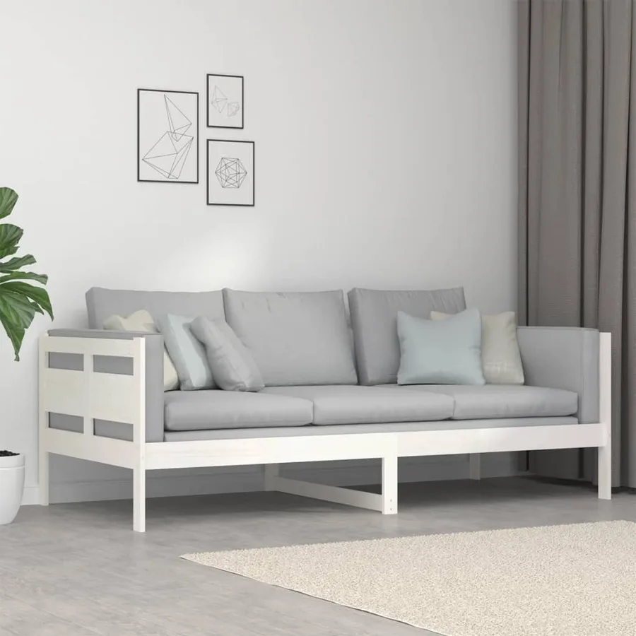 Lit de jour sans matelas blanc bois de pin massif 90x200 cm - 9
