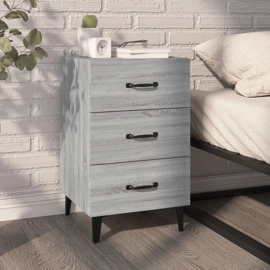 Table de chevet sonoma gris 40x40x66 cm bois d'ingénierie
