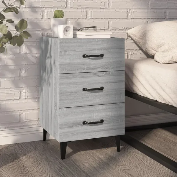 Table de chevet sonoma gris 40x40x66 cm bois d'ingénierie