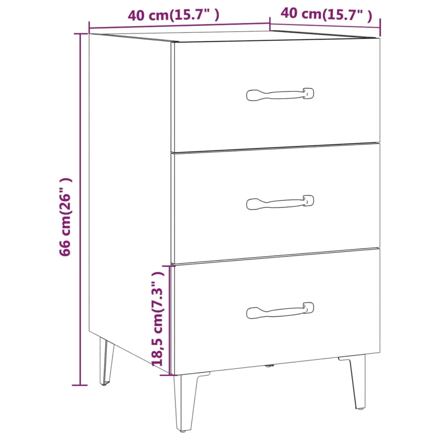 Table de chevet sonoma gris 40x40x66 cm bois d'ingénierie - 8