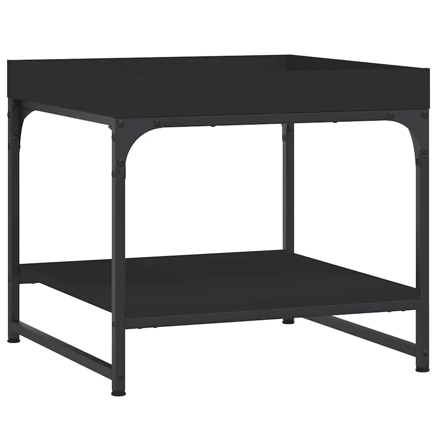 Table basse noir 49,5x49,5x45 cm bois d'ingénierie - 2