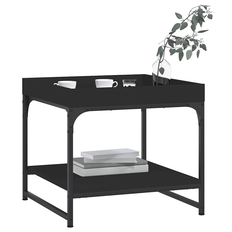 Table basse noir 49,5x49,5x45 cm bois d'ingénierie - 3