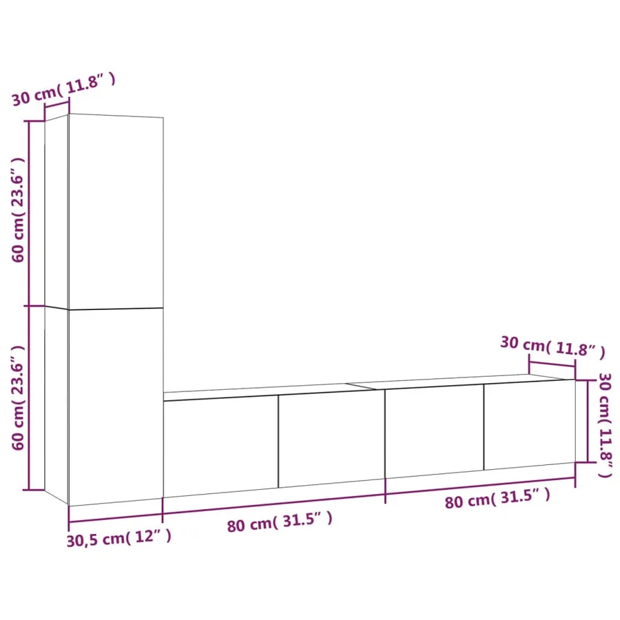Ensemble de meubles TV 4 pcs Blanc Bois d'ingénierie - 10