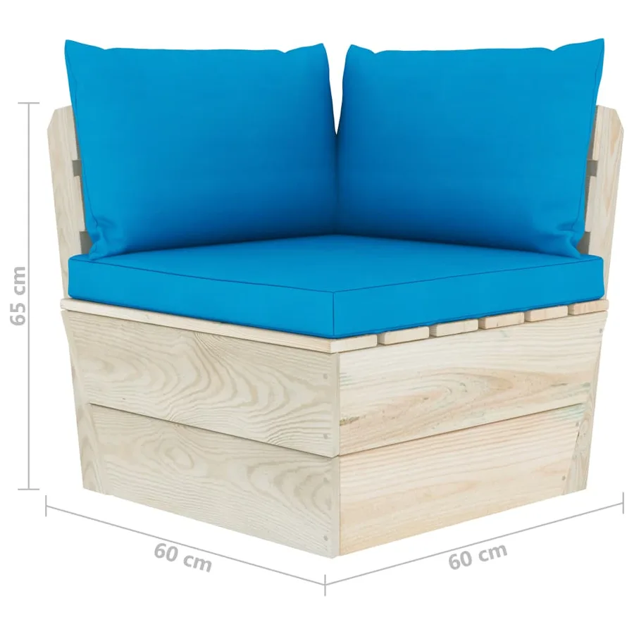 Canapé palette à 2 places de jardin avec coussins Bois d'épicéa - 7