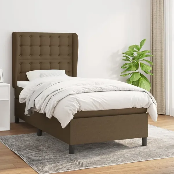 Sommier à lattes de lit avec matelas Marron foncé 90x190 cm