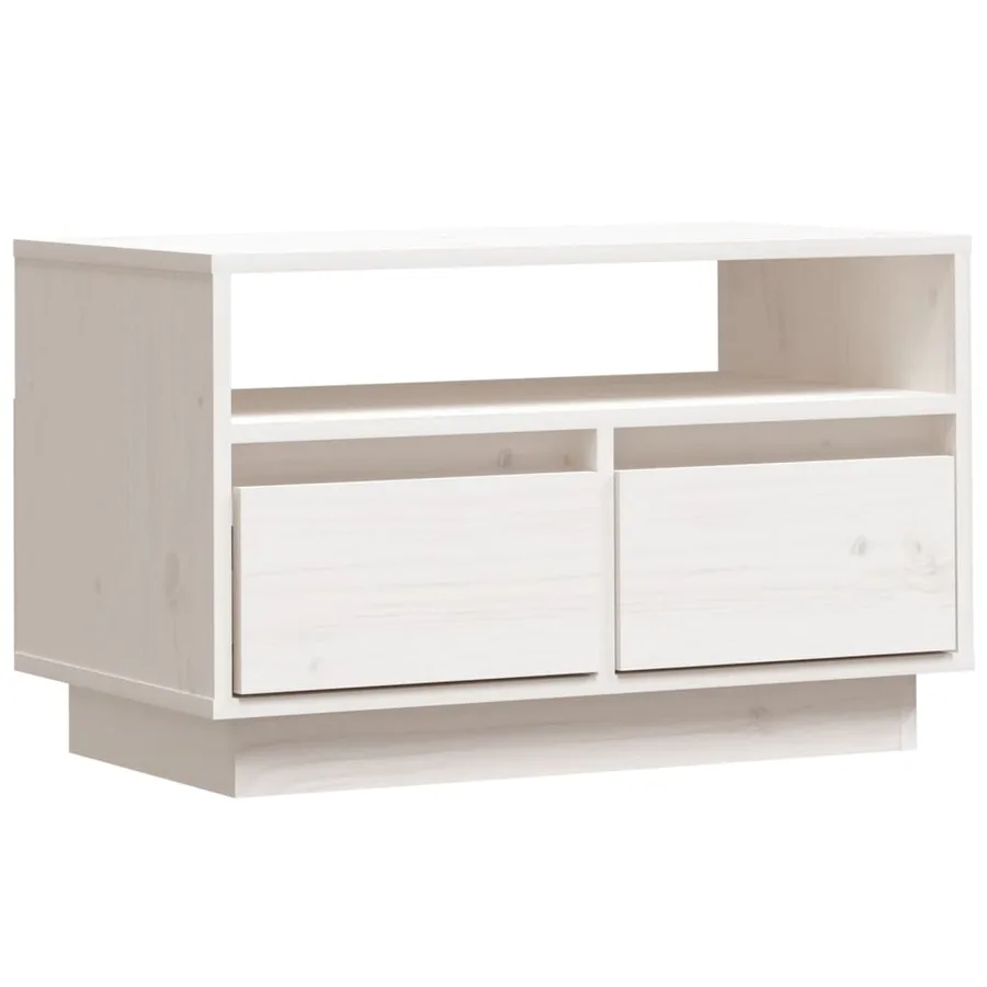 Meuble TV Blanc 60x35x37 cm Bois de pin massif - 2
