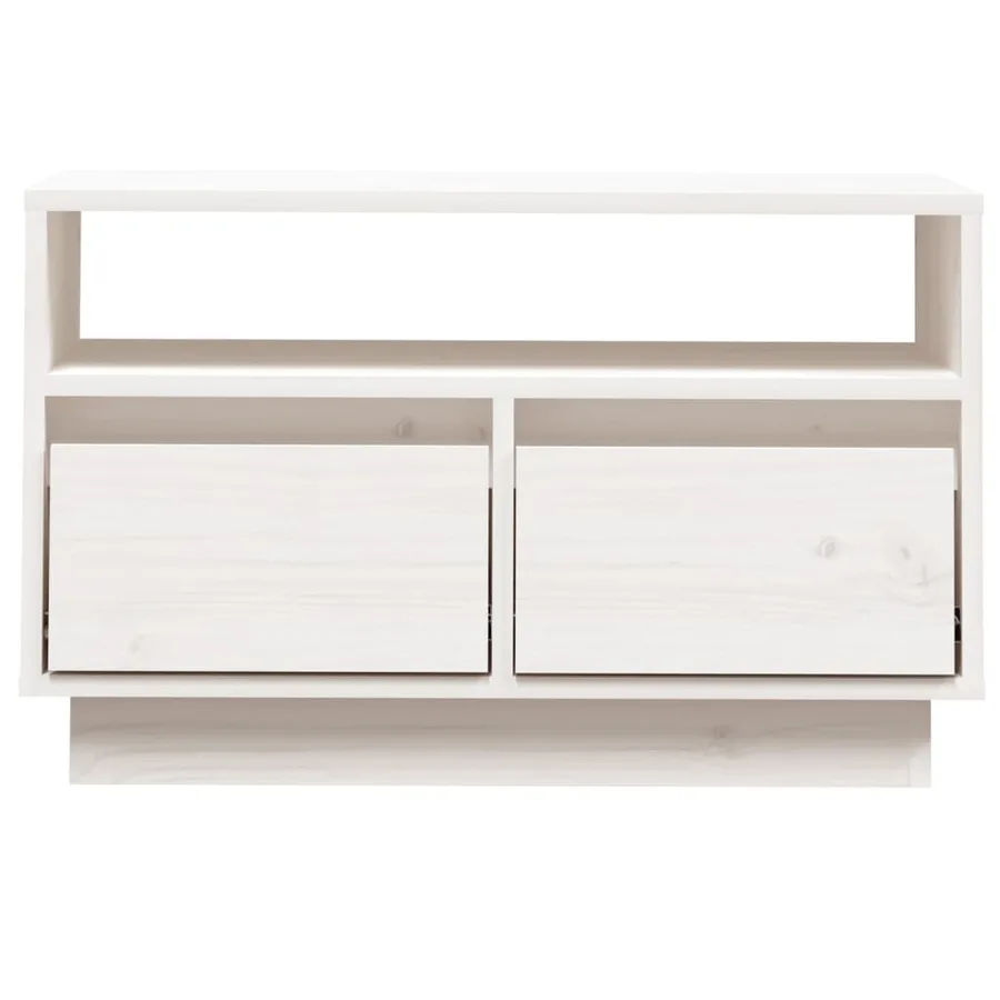 Meuble TV Blanc 60x35x37 cm Bois de pin massif - 5