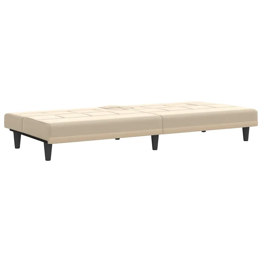 Canapé-lit avec porte-gobelets crème tissu - 6