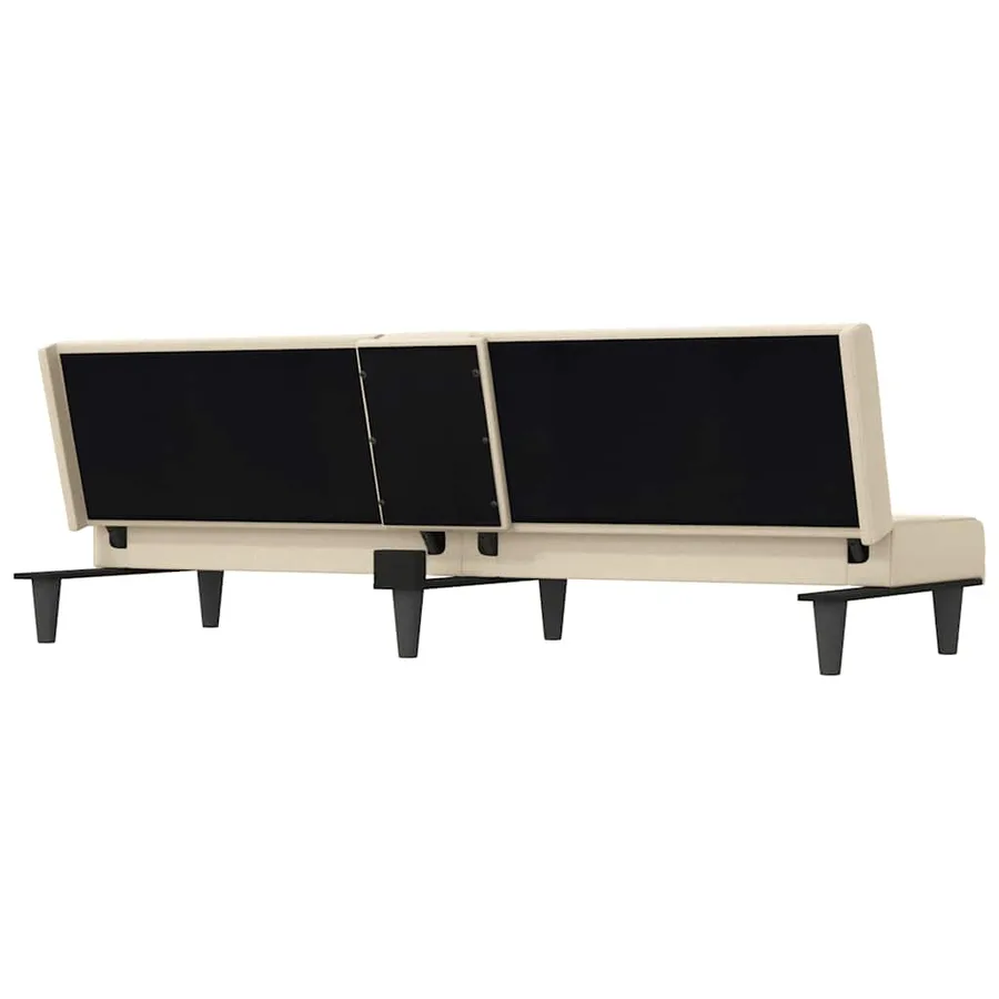 Canapé-lit avec porte-gobelets crème tissu - 8