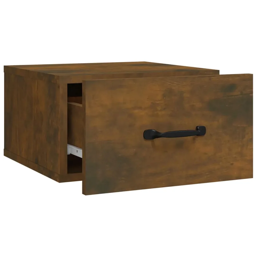 Table de chevet murale Chêne fumé 35x35x20 cm - 5