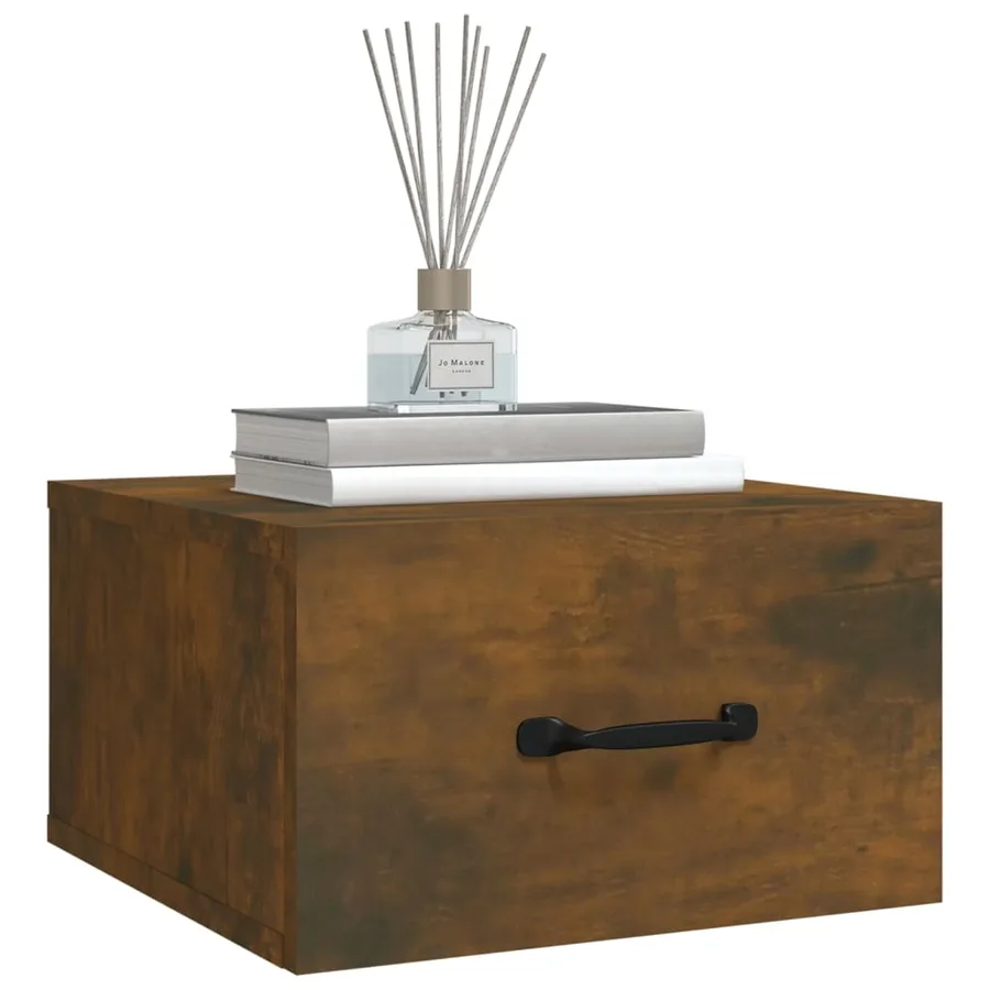 Table de chevet murale Chêne fumé 35x35x20 cm - 8