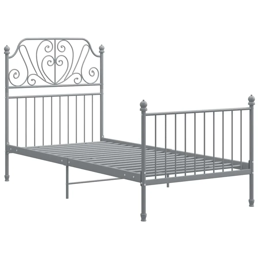 Cadre de lit sans matelas gris métal 100x200 cm - 2