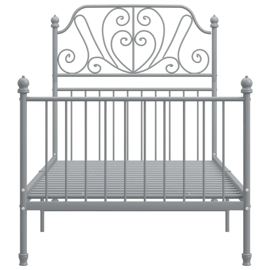 Cadre de lit sans matelas gris métal 100x200 cm - 3