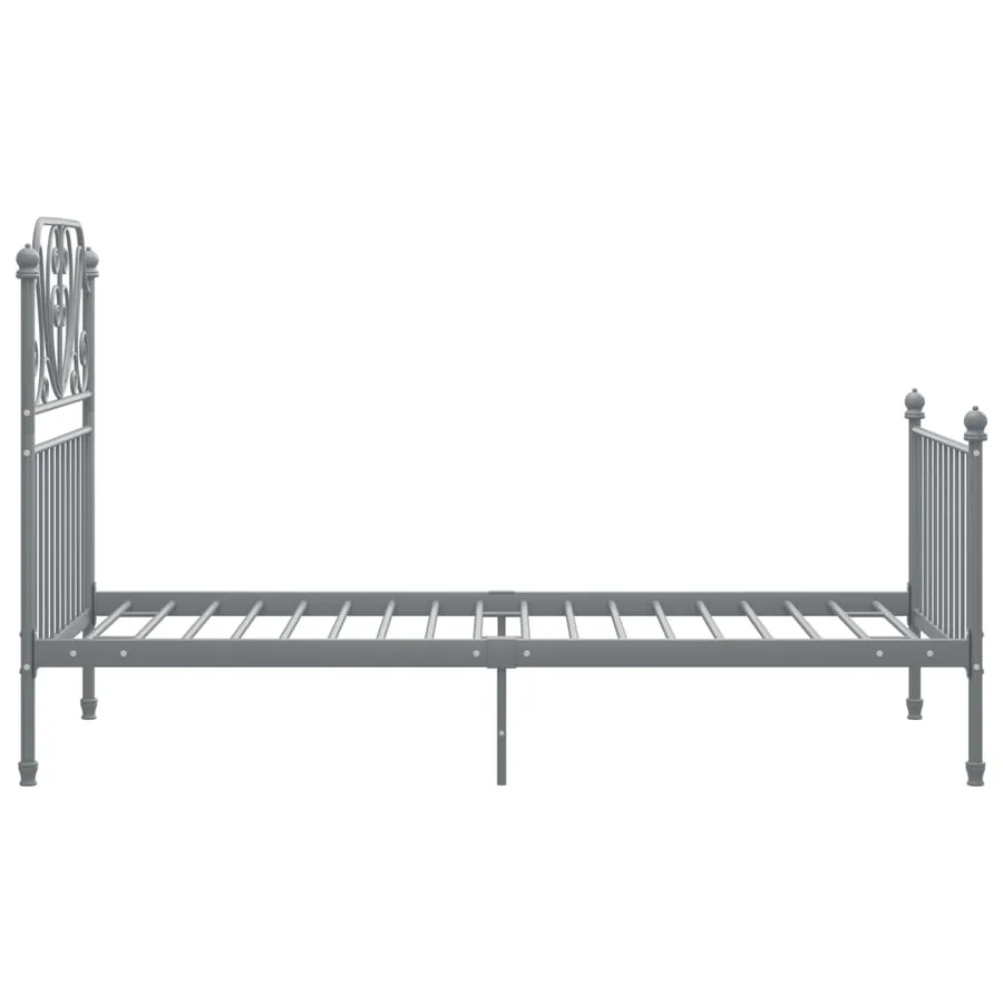 Cadre de lit sans matelas gris métal 100x200 cm - 4