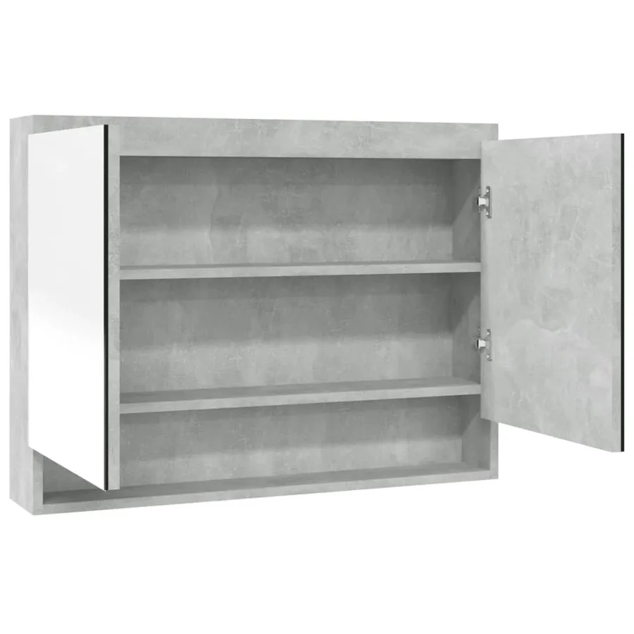 Armoire à miroir de salle de bain 80x15x60 cm MDF Gris béton - 2