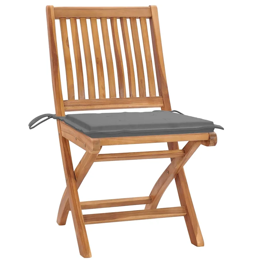 Chaises pliables de jardin avec coussins lot de 4 Teck solide - 2