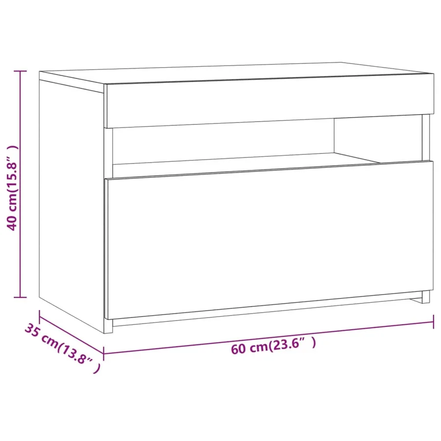 Table de chevet avec lumières LED Sonoma gris 60x35x40 cm - 11