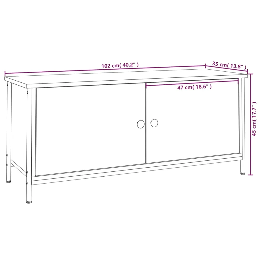 Meuble TV avec portes chêne sonoma 102x35x45 cm bois ingénierie - 10