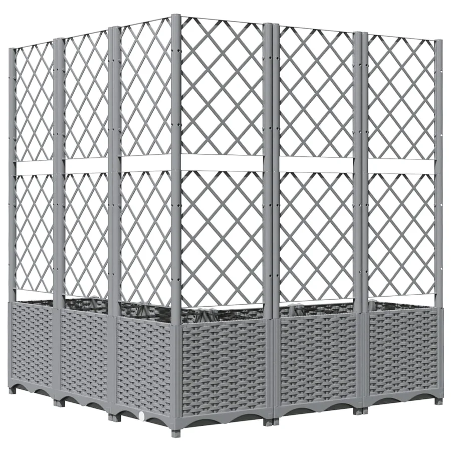 Jardinière avec treillis gris clair 120x120x136cm polypropylène - 4