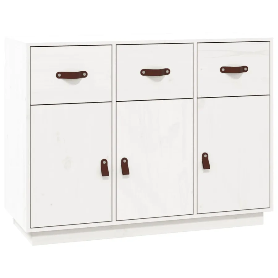 Buffet Blanc 100x40x75 cm Bois massif de pin - 2