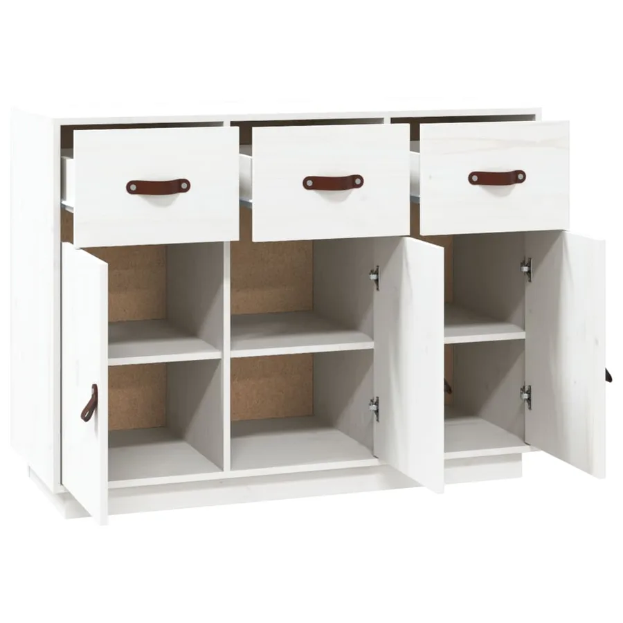 Buffet Blanc 100x40x75 cm Bois massif de pin - 5