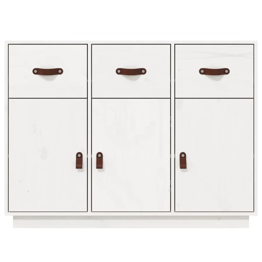 Buffet Blanc 100x40x75 cm Bois massif de pin - 6