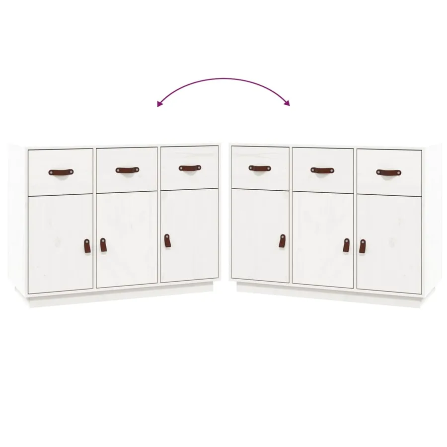 Buffet Blanc 100x40x75 cm Bois massif de pin - 8