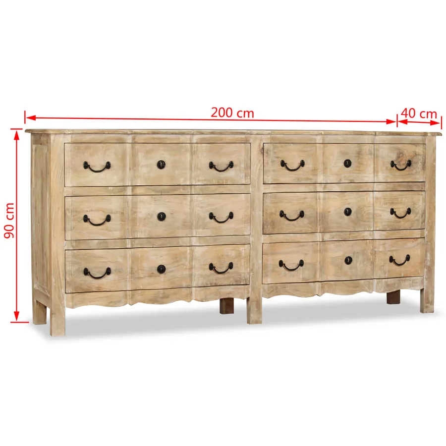 Buffet Bois de manguier solide 200x40x90 cm - 8