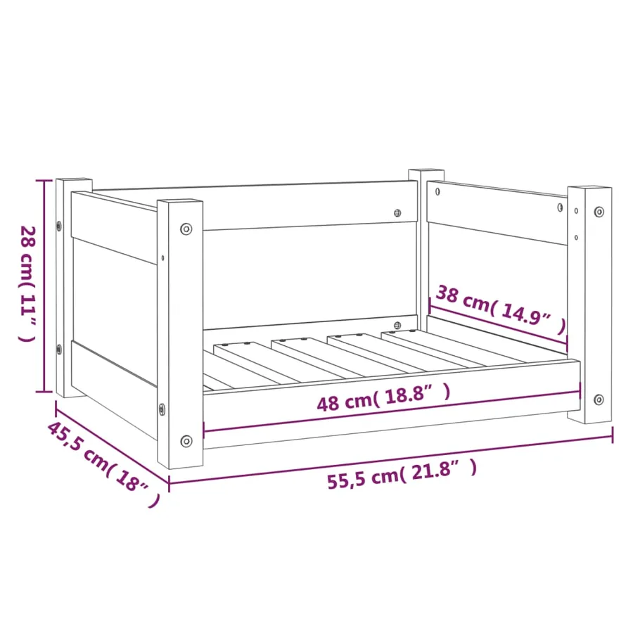 Lit pour chien 55,5 x 45,5 x 28 cm Bois de pin massif - 8