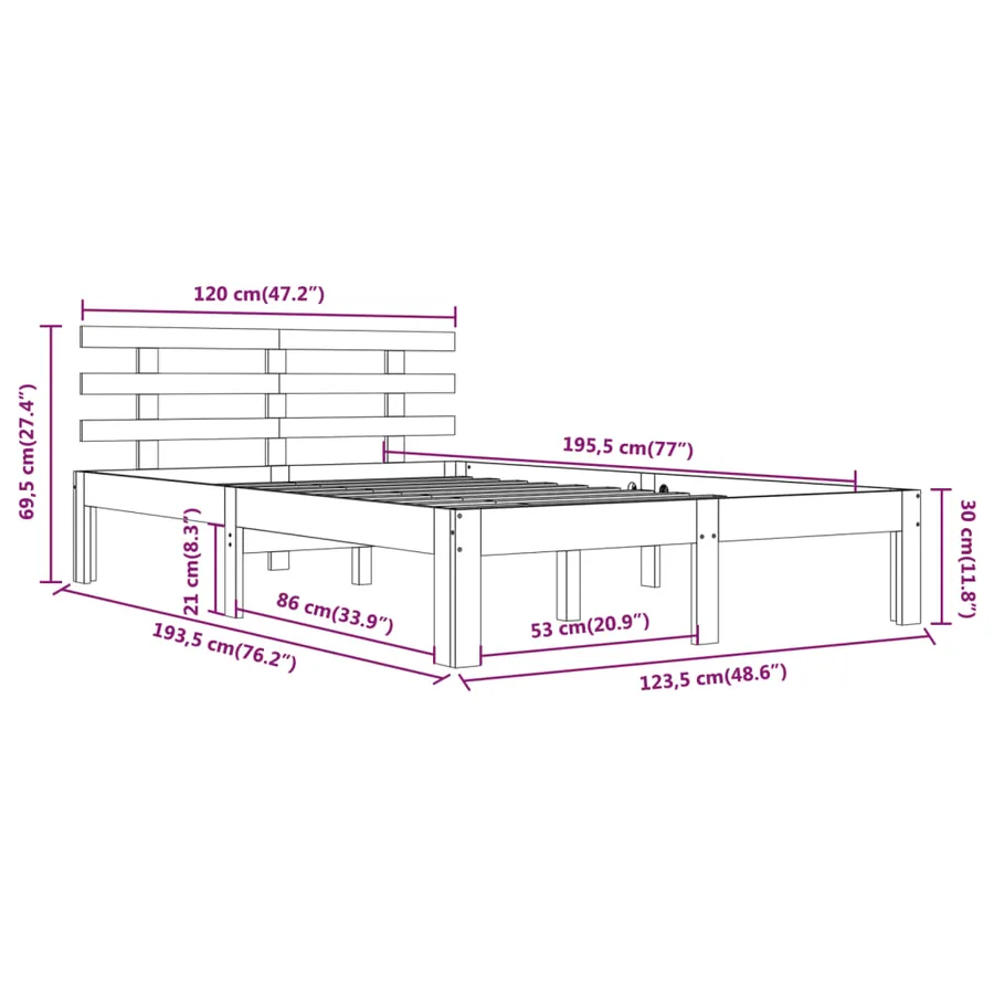 Cadre de lit sans matelas 120x190 cm - 8