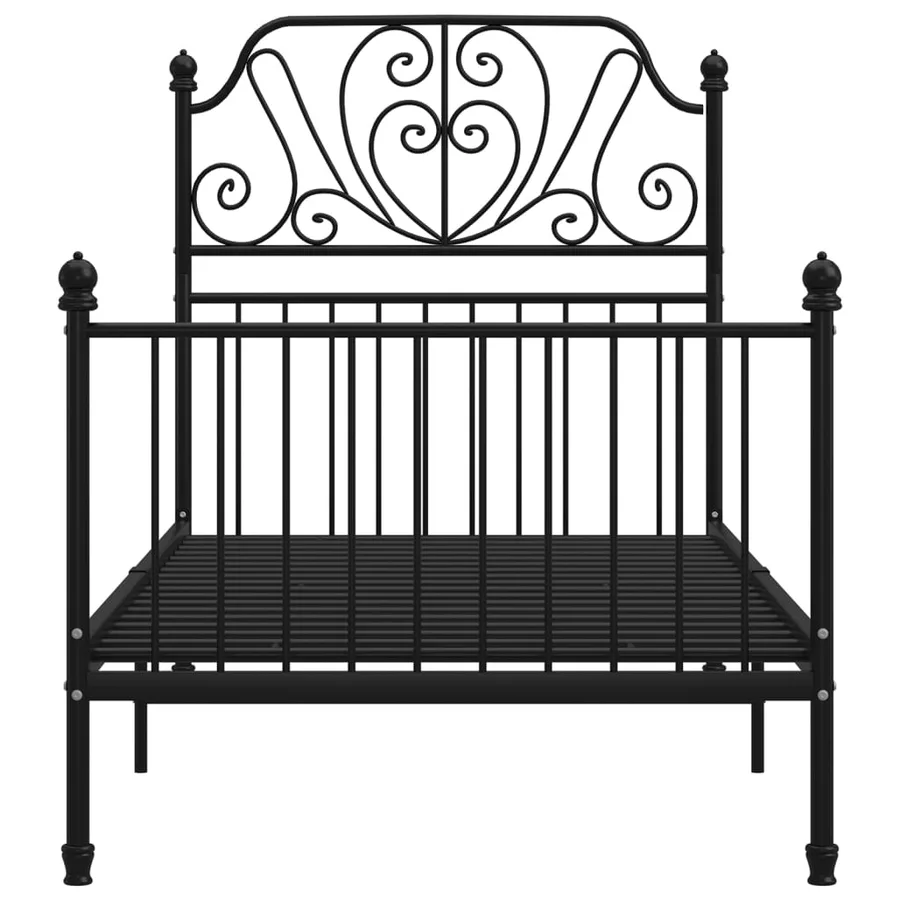 Cadre de lit sans matelas noir métal 100x200 cm - 3