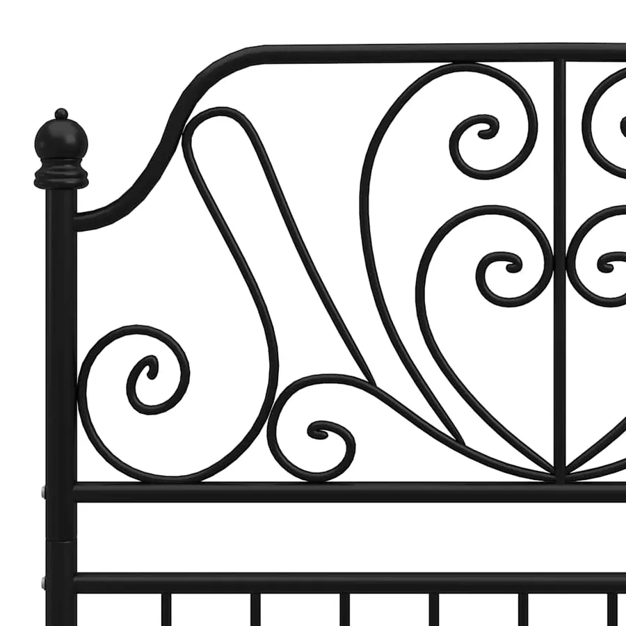 Cadre de lit sans matelas noir métal 100x200 cm - 5