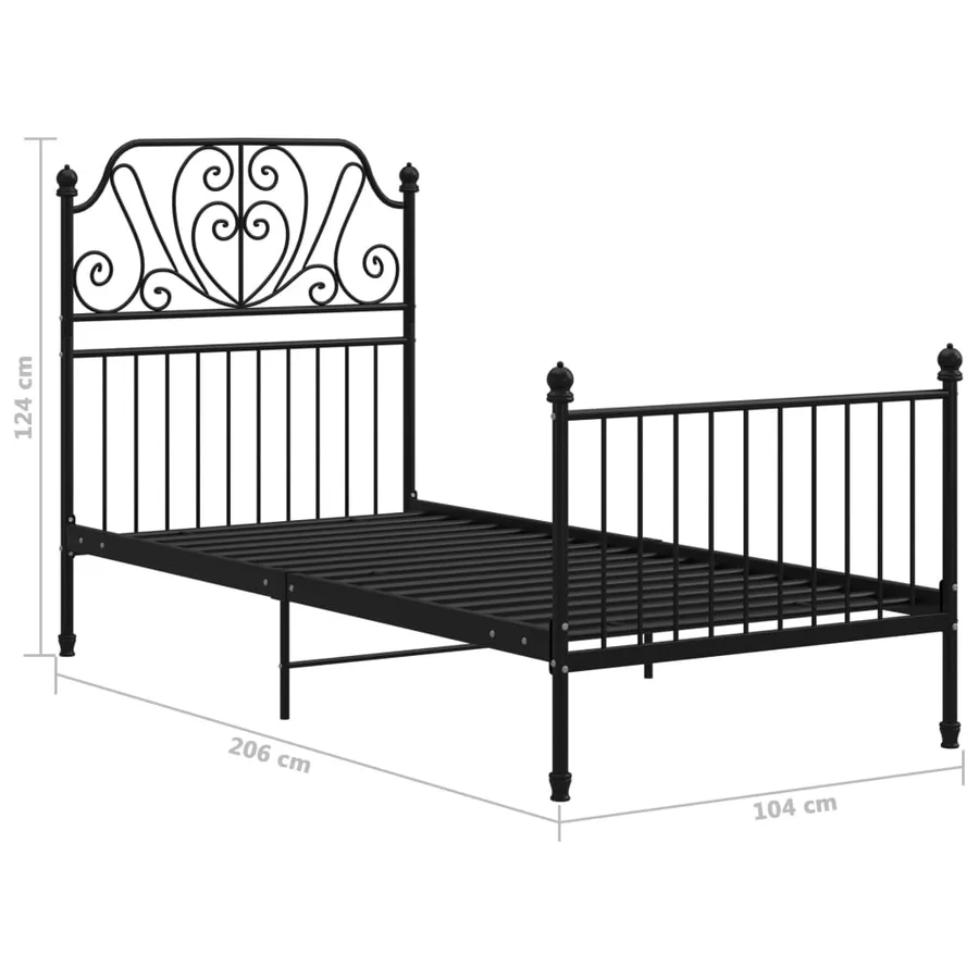 Cadre de lit sans matelas noir métal 100x200 cm - 6