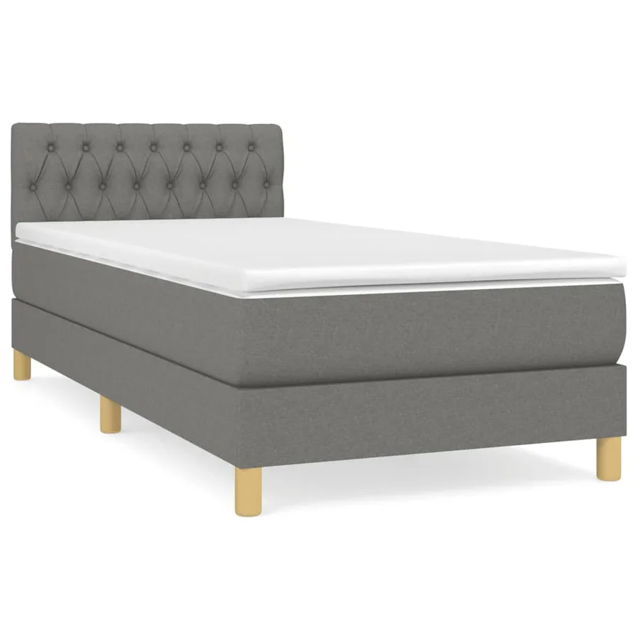 Sommier à lattes de lit avec matelas Gris foncé 90x200 cm Tissu - 2